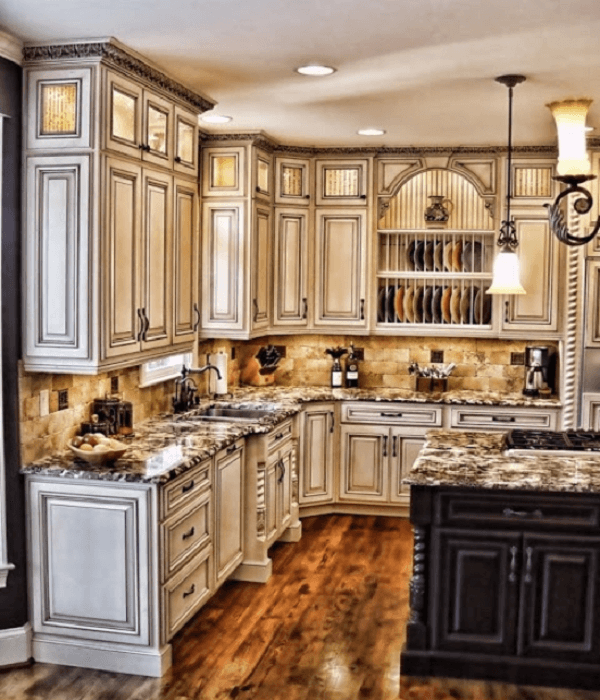 DIY painting kitchen cabinets antique white